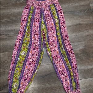 Three Bird Nest Pink and Green Cropped Pants